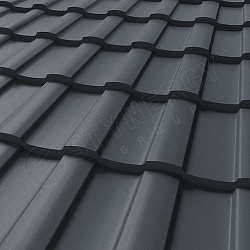 Металлочерепица STYNERGY Stella Rooftop Кашемир® матовый RAL 7024 (графитовый серый) 0.50