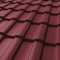 Металлочерепица STYNERGY Stella CORUNDUM50® матовый RAL 3005 (винно-красный) 0.50