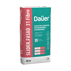 Dauer SLIDER® 31 Fibro Штукатурка цементная выравнивающая армированная, стандартная версия, 25 кг