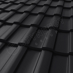 Металлочерепица STYNERGY Stella PURRUS® матовый RAL 9005 (глубокий черный) 0.50