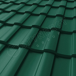 Металлочерепица STYNERGY Stella CORUNDUM50® матовый RAL 6005 (зелёный мох) 0.50