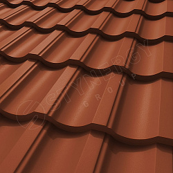 Металлочерепица STYNERGY Garda CORUNDUM50® матовый RAL 8004 (медно-коричневый) 0.50