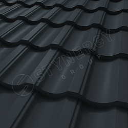 Металлочерепица STYNERGY Garda Rooftop Бархат® RAL 7016 (антрацитово-серый) 0.50