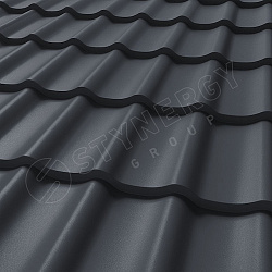 Металлочерепица STYNERGY СМ Классик Rooftop Бархат® RAL 7024 (графитовый серый) 0.50